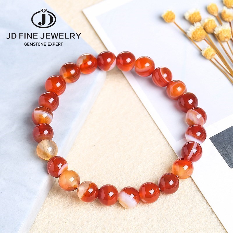 Yoga Fitness Gifts - JD Natural Stone Beads Red Stripe