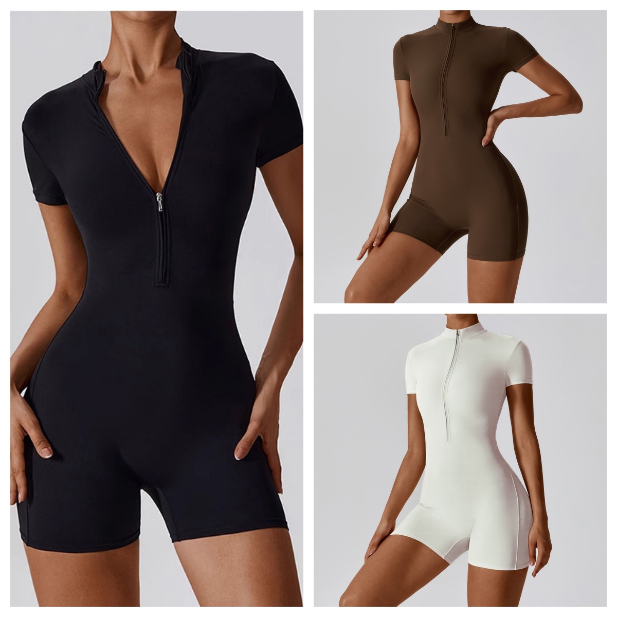 Women's Zipper Short-Sleeve Yo – обзор и цена Yoga Fitness Jumpsuit