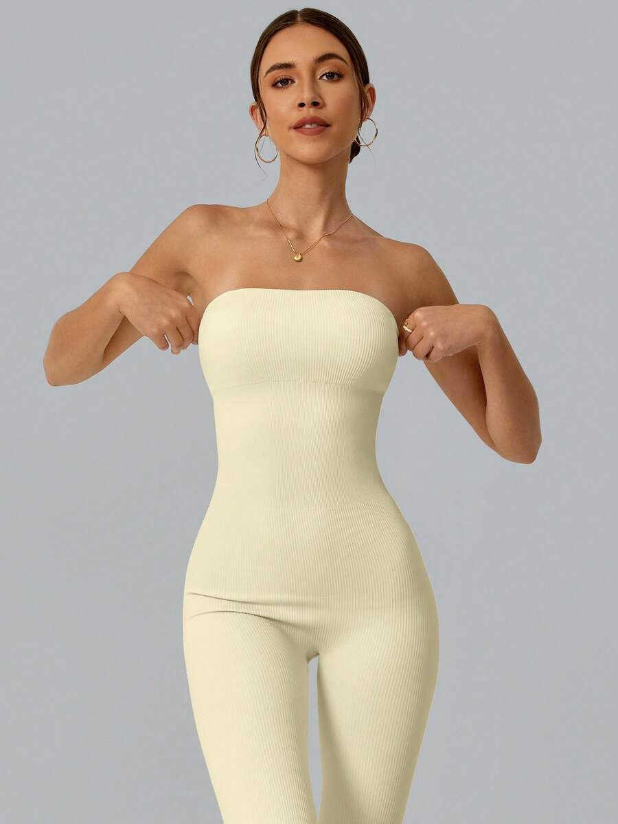 Solid Color Seamless Tube Top  – обзор и цена Yoga Fitness Jumpsuit