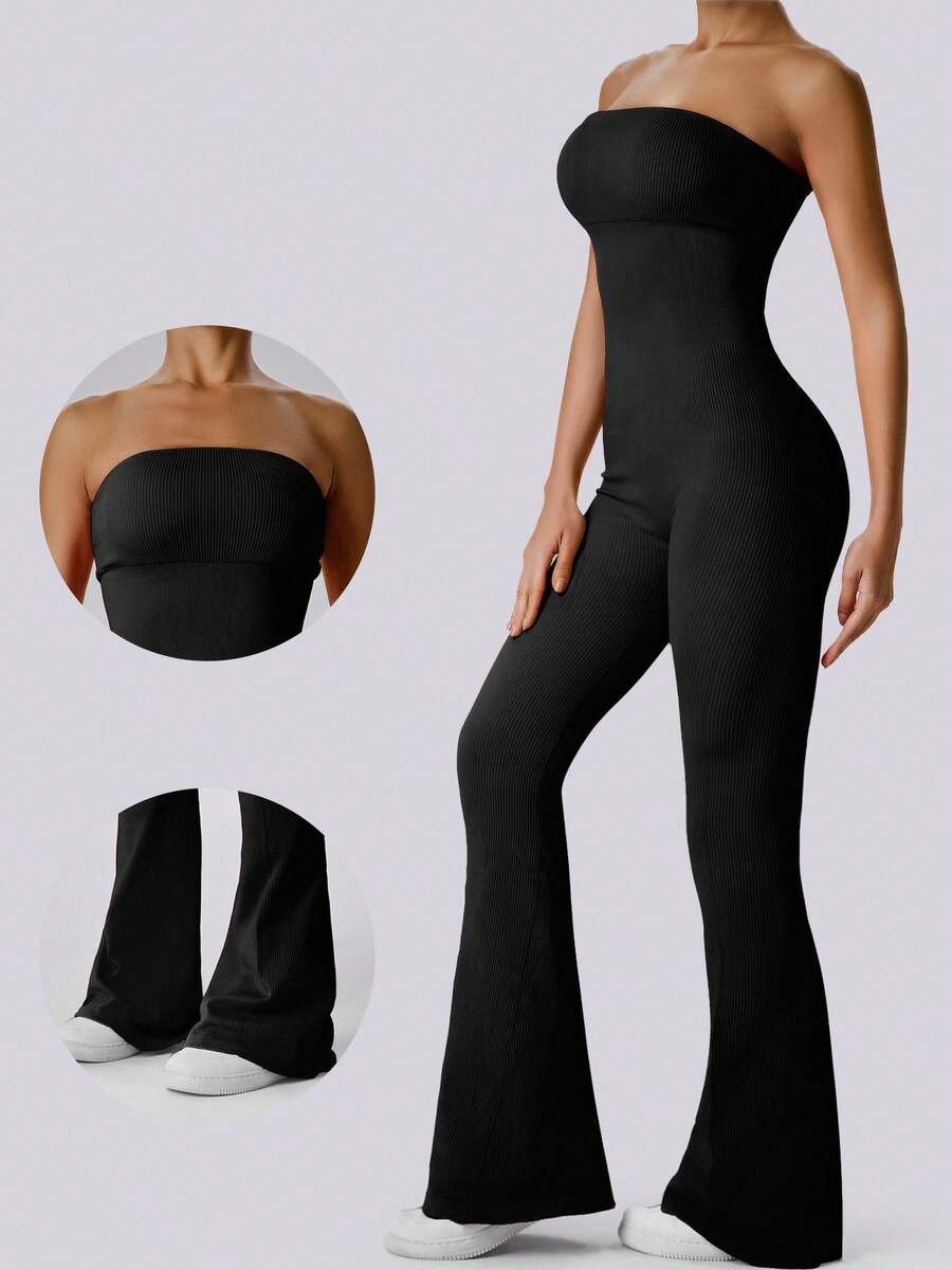 Solid Color Seamless Tube Top  – обзор и цена Yoga Fitness Jumpsuit