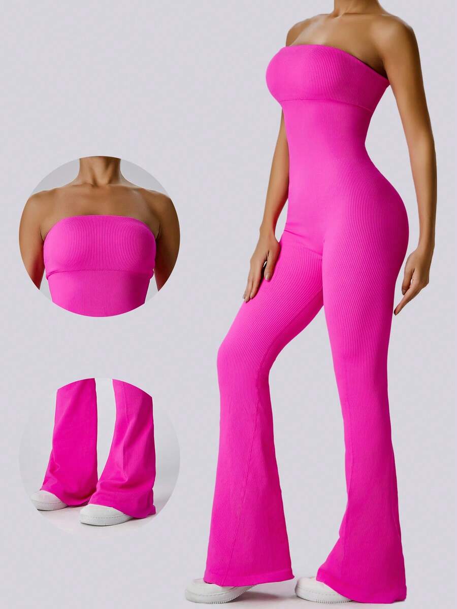 Solid Color Seamless Tube Top  – обзор и цена Yoga Fitness Jumpsuit