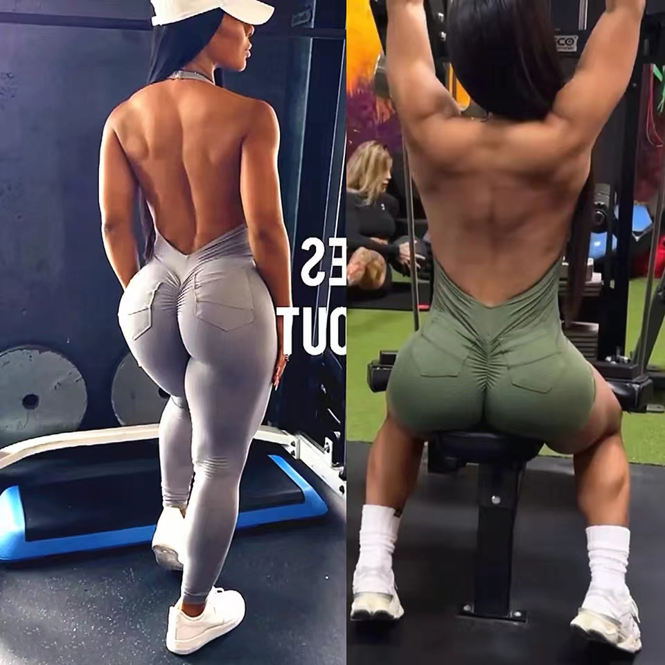Pad Halter V Scrunch Romper Wo – обзор и цена Yoga Fitness Jumpsuit