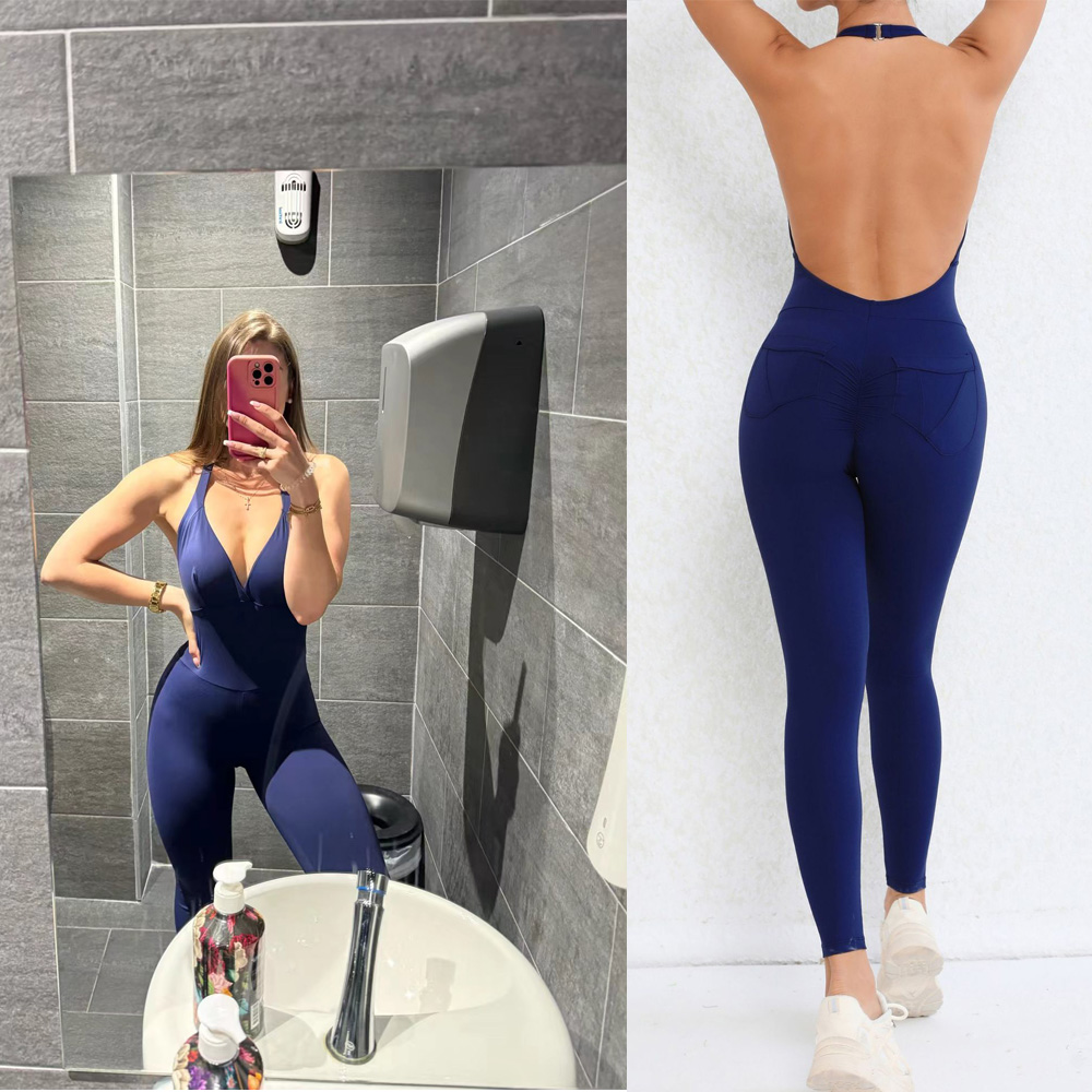 Pad Halter V Scrunch Romper Wo – обзор и цена Yoga Fitness Jumpsuit