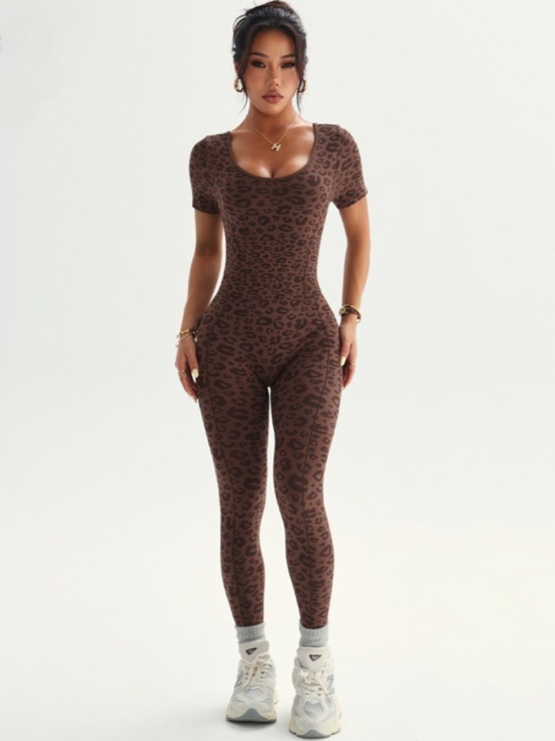 Women's Backless Leopard Jumps – обзор и цена Yoga Overall Fitness