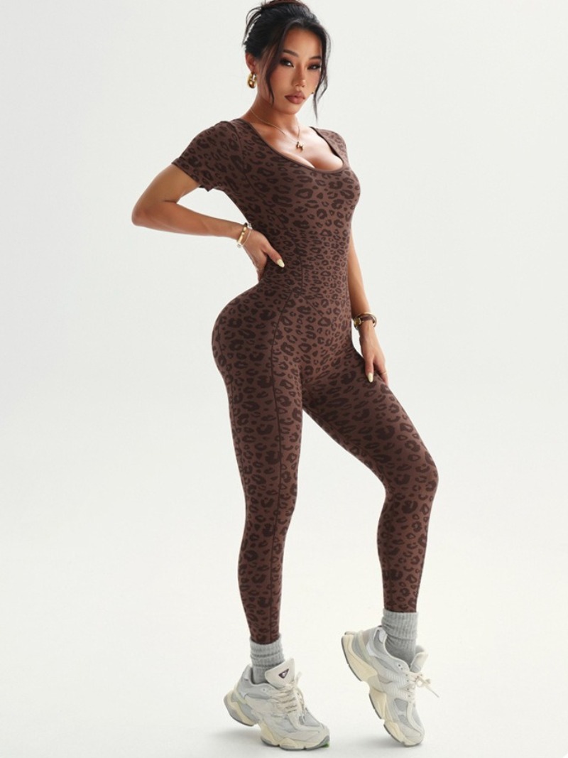 Women's Backless Leopard Jumps – обзор и цена Yoga Overall Fitness