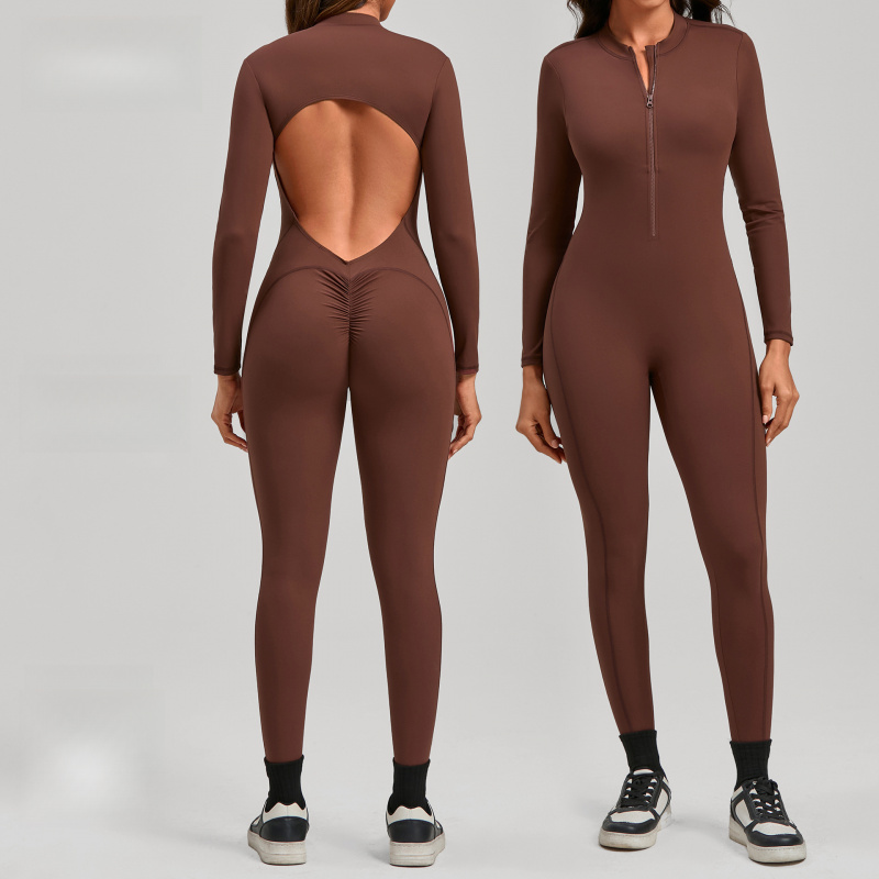 Zippered Long Sleeve Nude Feel – обзор и цена Yoga Fitness Jumpsuit