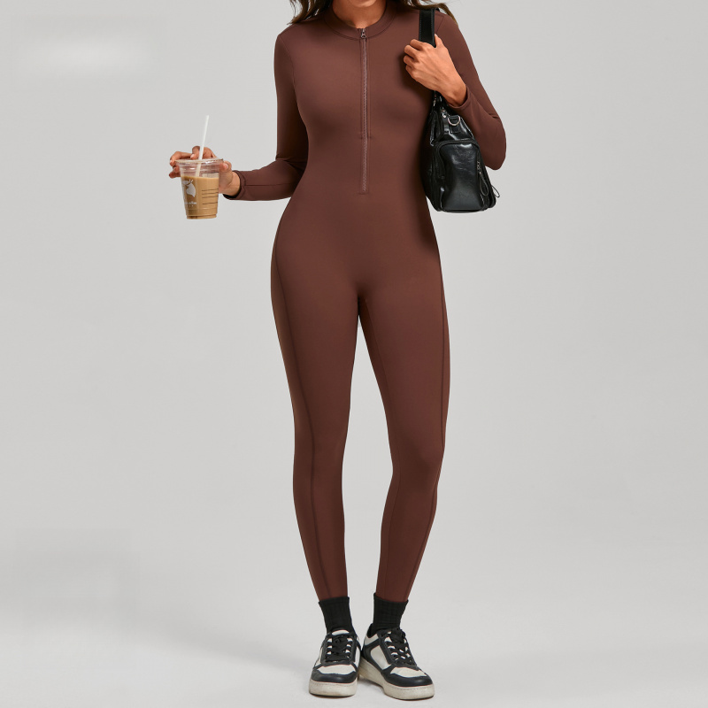 Zippered Long Sleeve Nude Feel – обзор и цена Yoga Fitness Jumpsuit