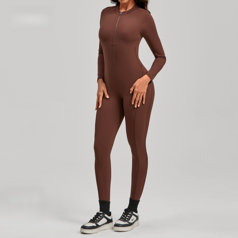 Zippered Long Sleeve Nude Feel – обзор и цена Yoga Fitness Jumpsuit