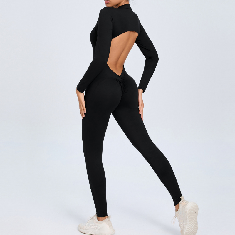 Zippered Long Sleeve Nude Feel – обзор и цена Yoga Fitness Jumpsuit